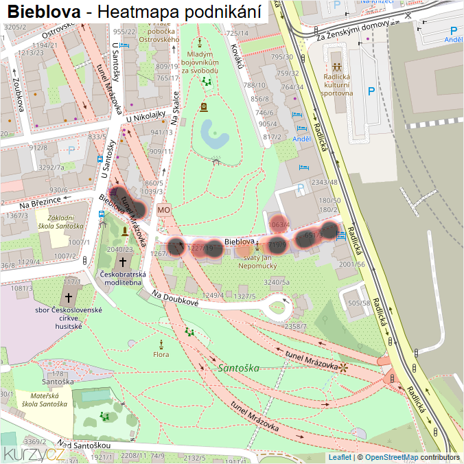 Mapa Bieblova - Firmy v ulici.