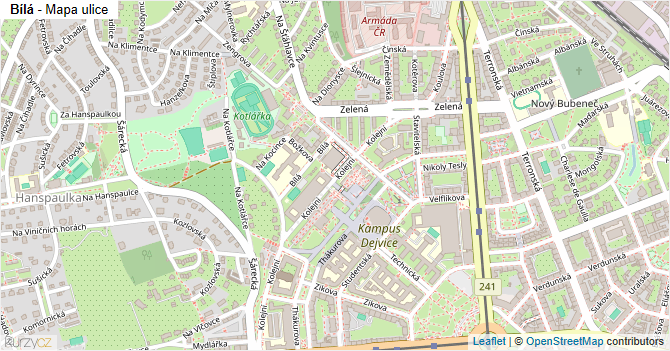 Bílá - mapa ulice