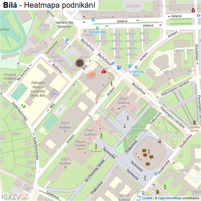 Mapa Bílá - Firmy v ulici.
