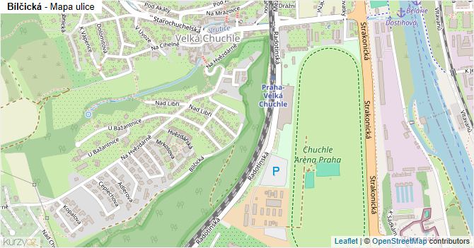 Bílčická - mapa ulice