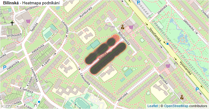 Bílinská - mapa podnikání