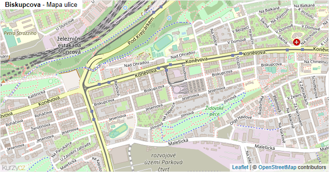 Biskupcova - mapa ulice