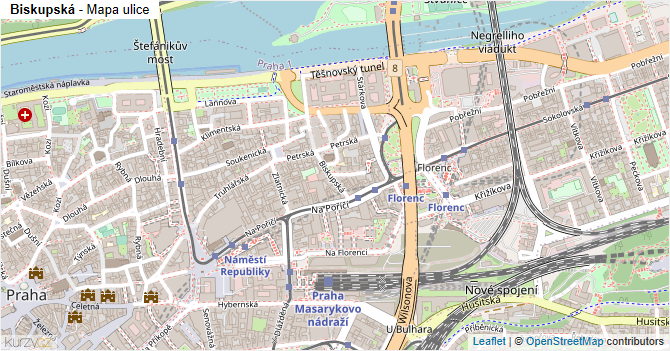 Biskupská - mapa ulice