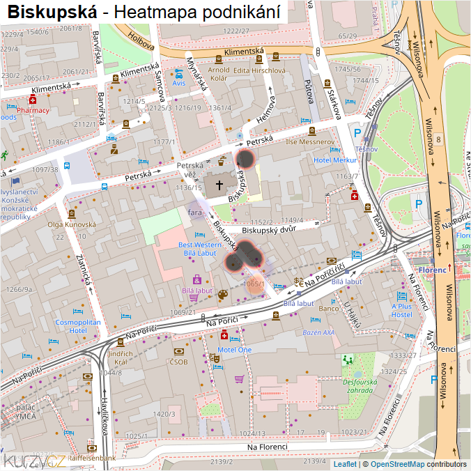 Mapa Biskupská - Firmy v ulici.