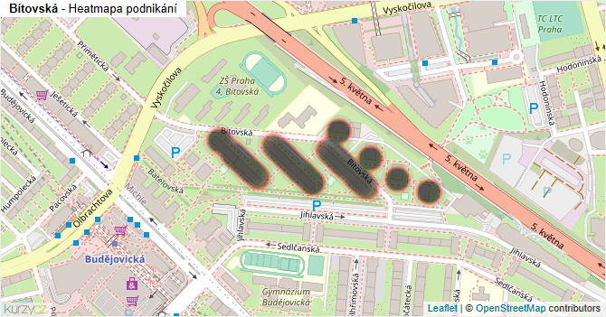 Bítovská - mapa podnikání
