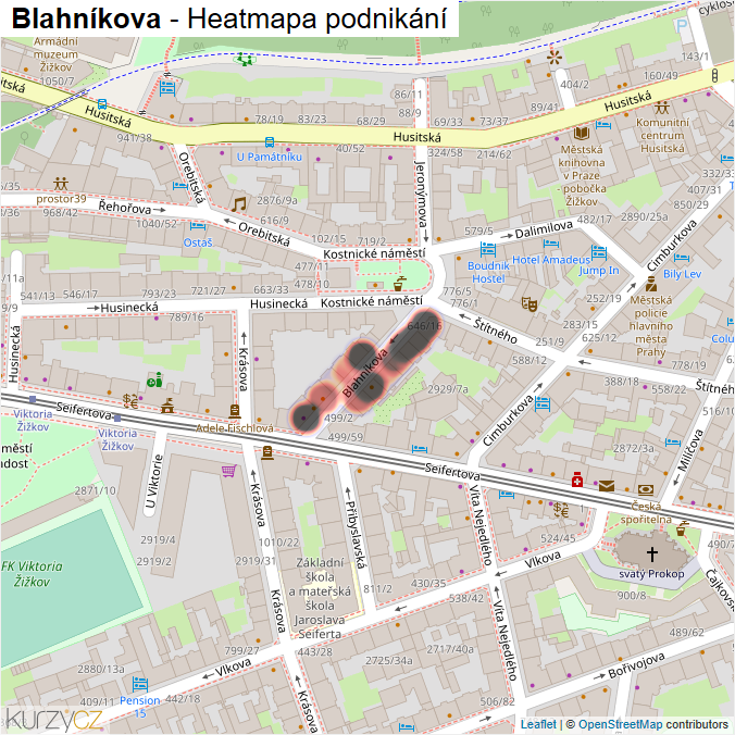 Mapa Blahníkova - Firmy v ulici.