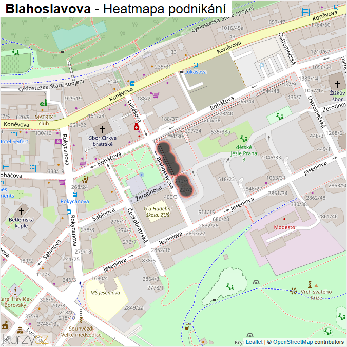 Mapa Blahoslavova - Firmy v ulici.