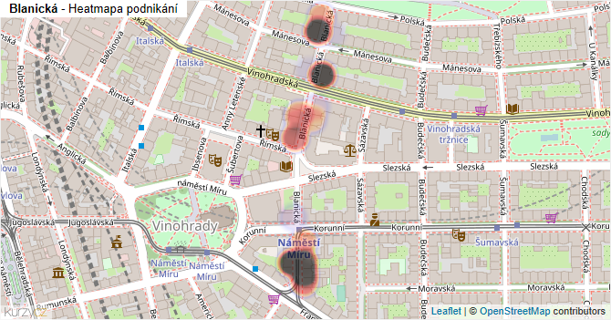 Blanická - mapa podnikání