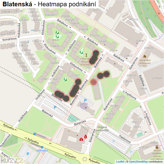 Mapa Blatenská - Firmy v ulici.