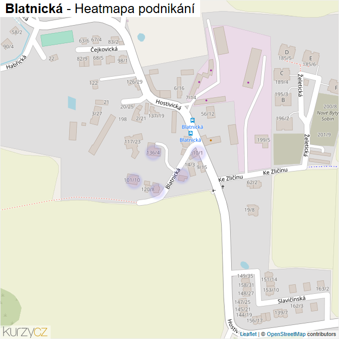 Mapa Blatnická - Firmy v ulici.