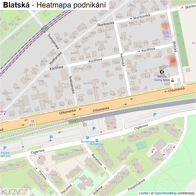 Mapa Blatská - Firmy v ulici.