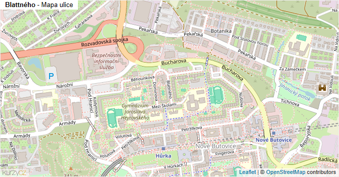 Blattného - mapa ulice