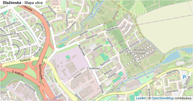 Blažimská - mapa ulice