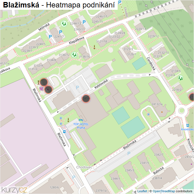 Mapa Blažimská - Firmy v ulici.
