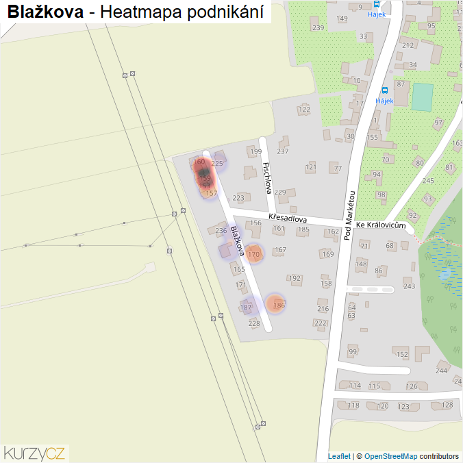 Mapa Blažkova - Firmy v ulici.