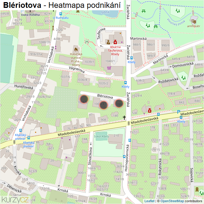 Mapa Blériotova - Firmy v ulici.