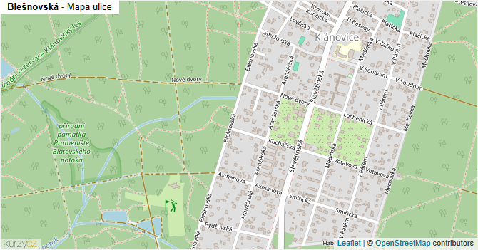 Blešnovská - mapa ulice