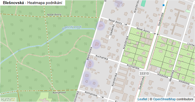 Blešnovská - mapa podnikání