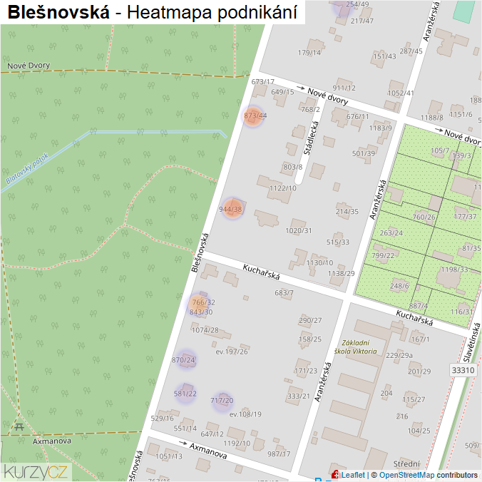 Mapa Blešnovská - Firmy v ulici.