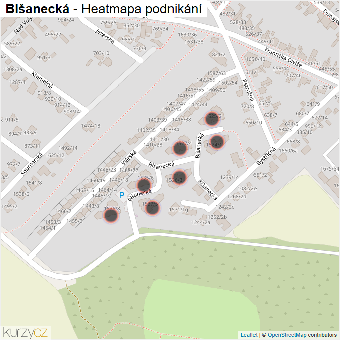 Mapa Blšanecká - Firmy v ulici.