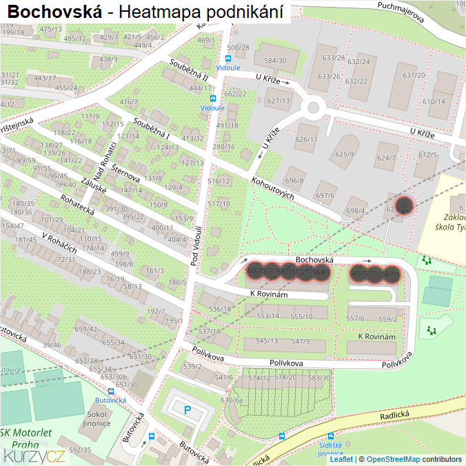 Mapa Bochovská - Firmy v ulici.