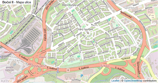 Boční II - mapa ulice