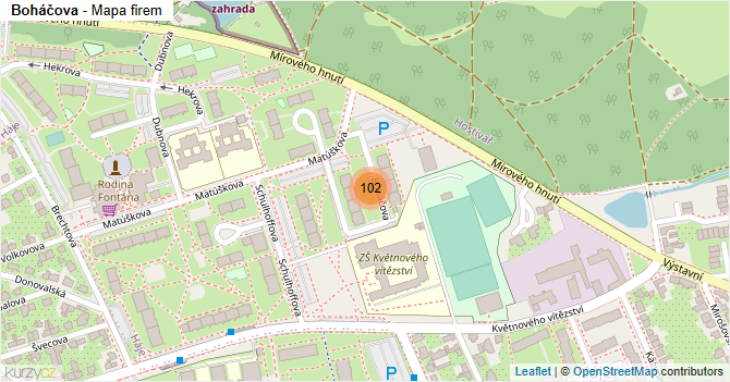 Boháčova - mapa firem