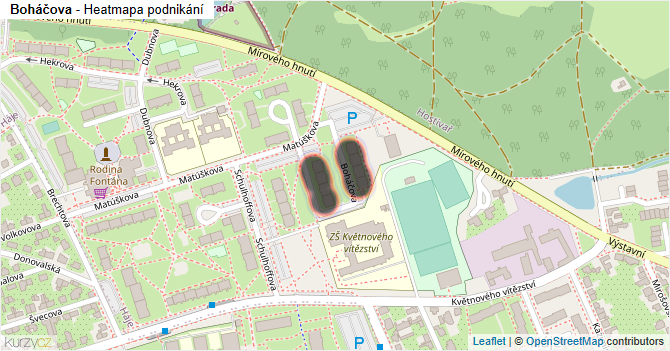 Boháčova - mapa podnikání