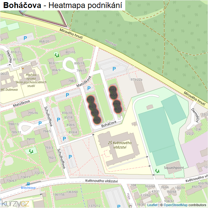 Mapa Boháčova - Firmy v ulici.
