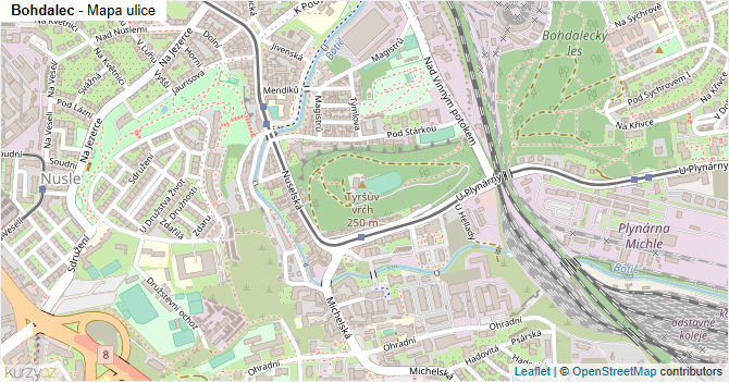 Bohdalec - mapa ulice
