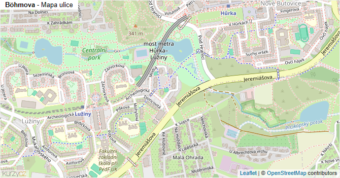 Böhmova - mapa ulice
