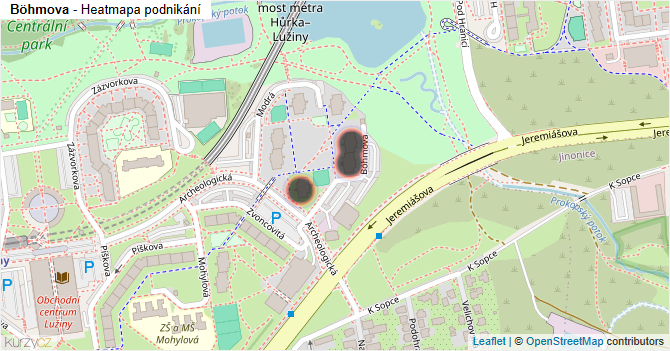 Böhmova - mapa podnikání