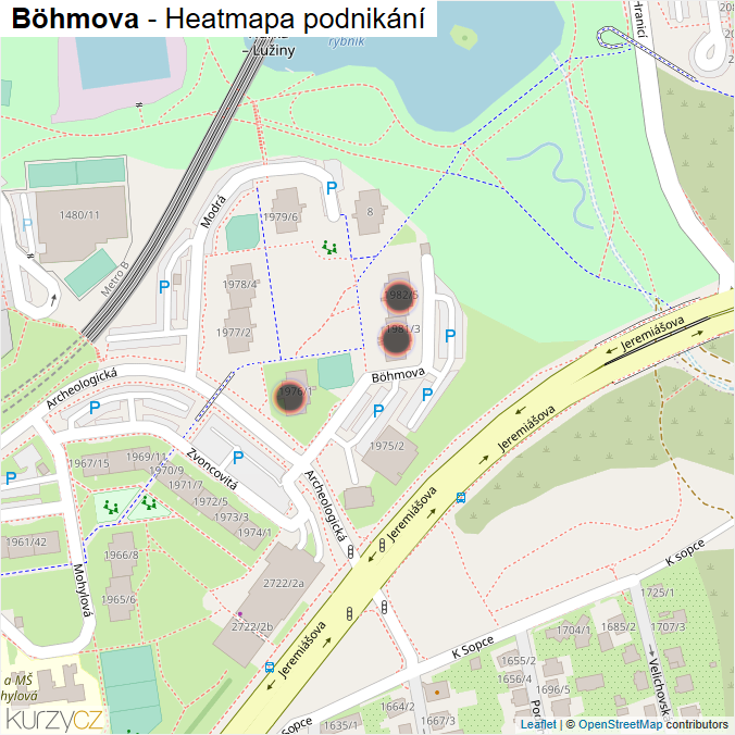 Mapa Böhmova - Firmy v ulici.