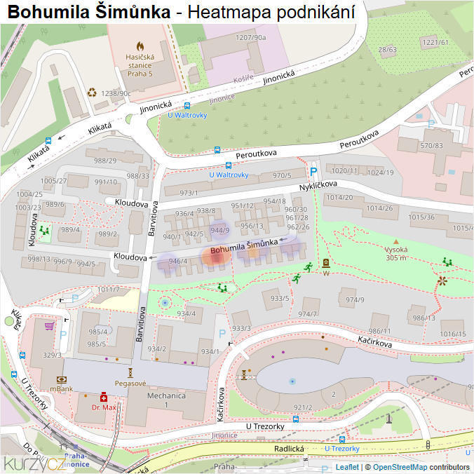 Mapa Bohumila Šimůnka - Firmy v ulici.