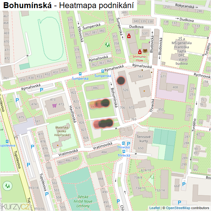 Mapa Bohumínská - Firmy v ulici.