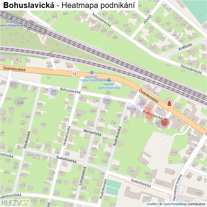 Mapa Bohuslavická - Firmy v ulici.