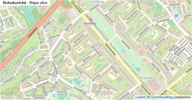 Bohušovická - mapa ulice