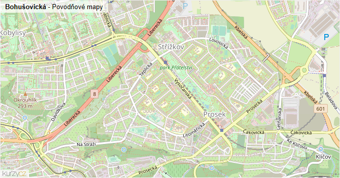 Bohušovická - záplavové mapy stoleté vody