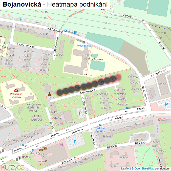 Mapa Bojanovická - Firmy v ulici.