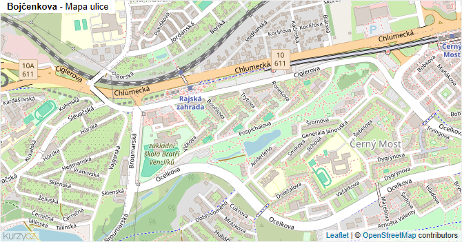 Bojčenkova - mapa ulice