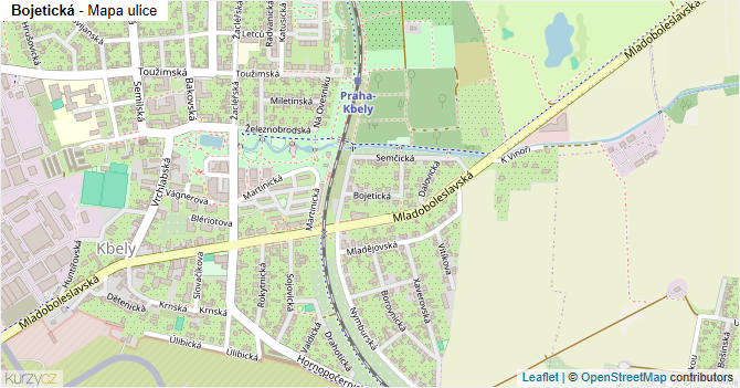 Bojetická - mapa ulice