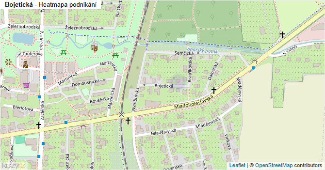 Bojetická - mapa podnikání