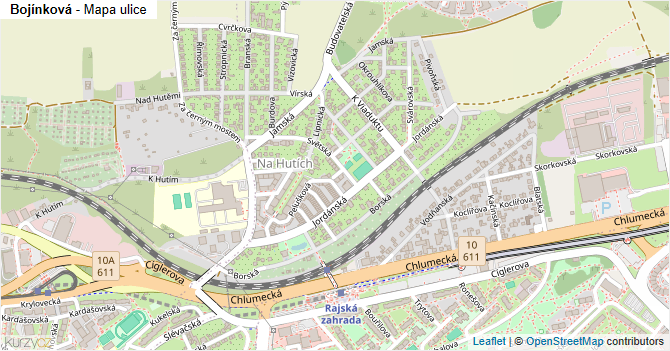 Bojínková - mapa ulice