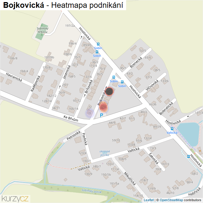 Mapa Bojkovická - Firmy v ulici.