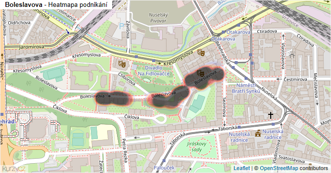 Boleslavova - mapa podnikání