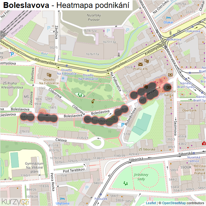Mapa Boleslavova - Firmy v ulici.