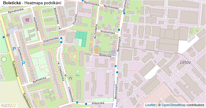 Boletická - mapa podnikání