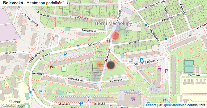 Bolevecká - mapa podnikání