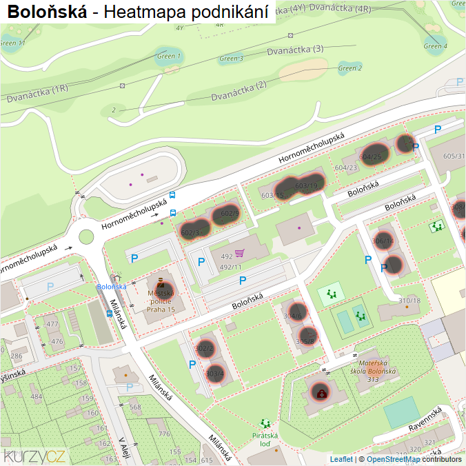 Mapa Boloňská - Firmy v ulici.