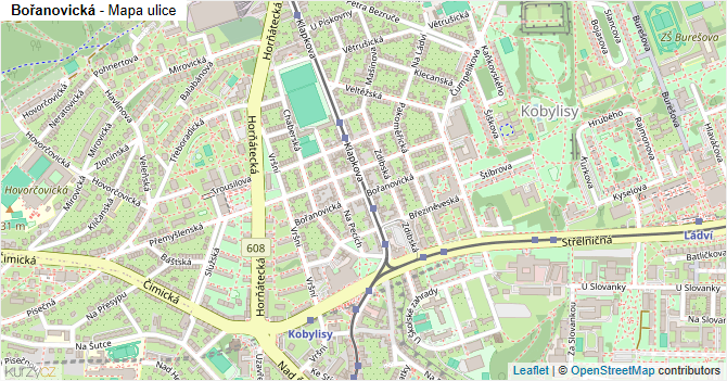 Bořanovická - mapa ulice